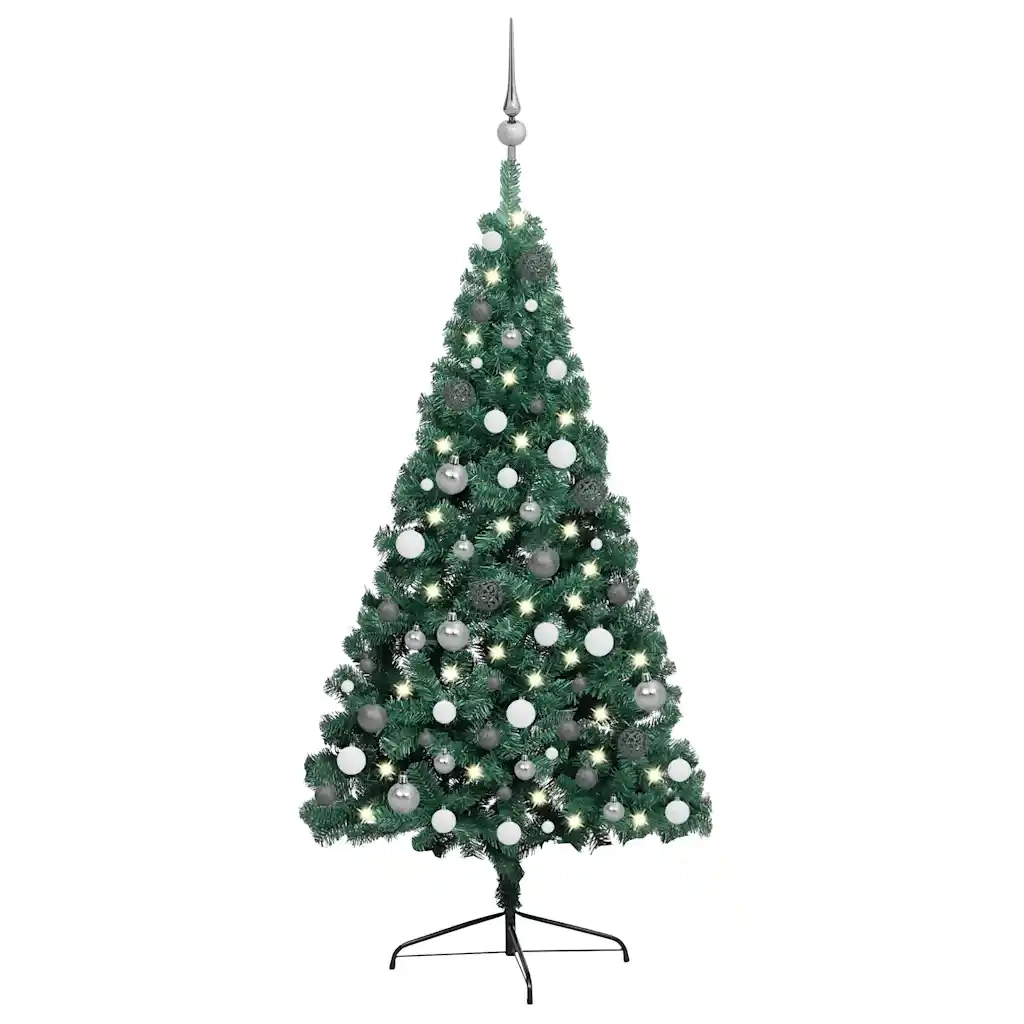 Set Albero Natale Artificiale a MetÃ  LED e Palline Verde 240cm  cod mxl 17225