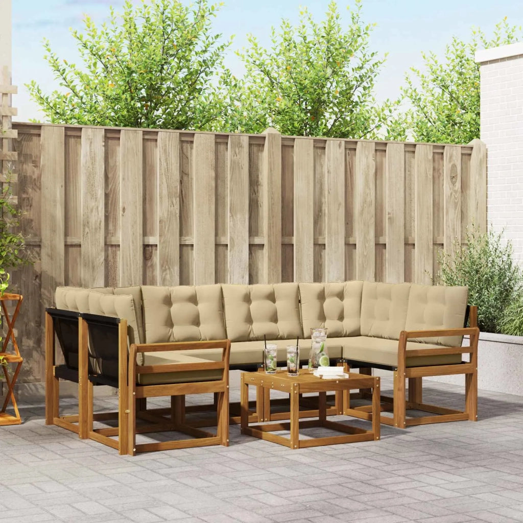 Set di divani da esterno con cuscino 7 pcs Naturale e Beige 3368452