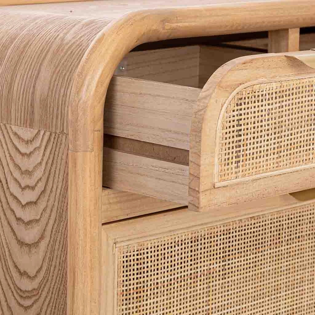 Scarpiera in legno e rattan marrone 70x32x120h cm