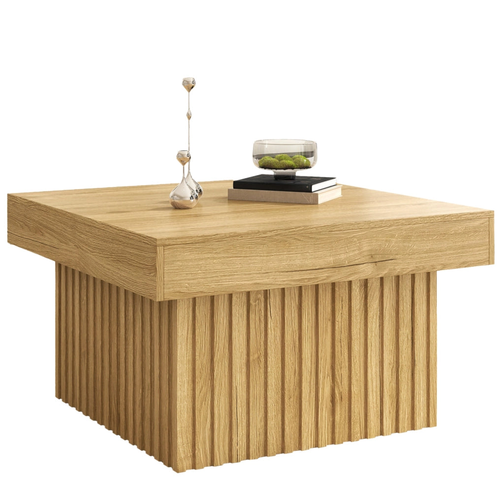 Tavolino da caffè 79x79x46 cm in PB e MDF; colore naturale