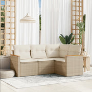 Set Divano da Giardino 4 pz con Cuscini-Sofa da Giardino-Divanetto da esterno Beige in Polyrattan 927191