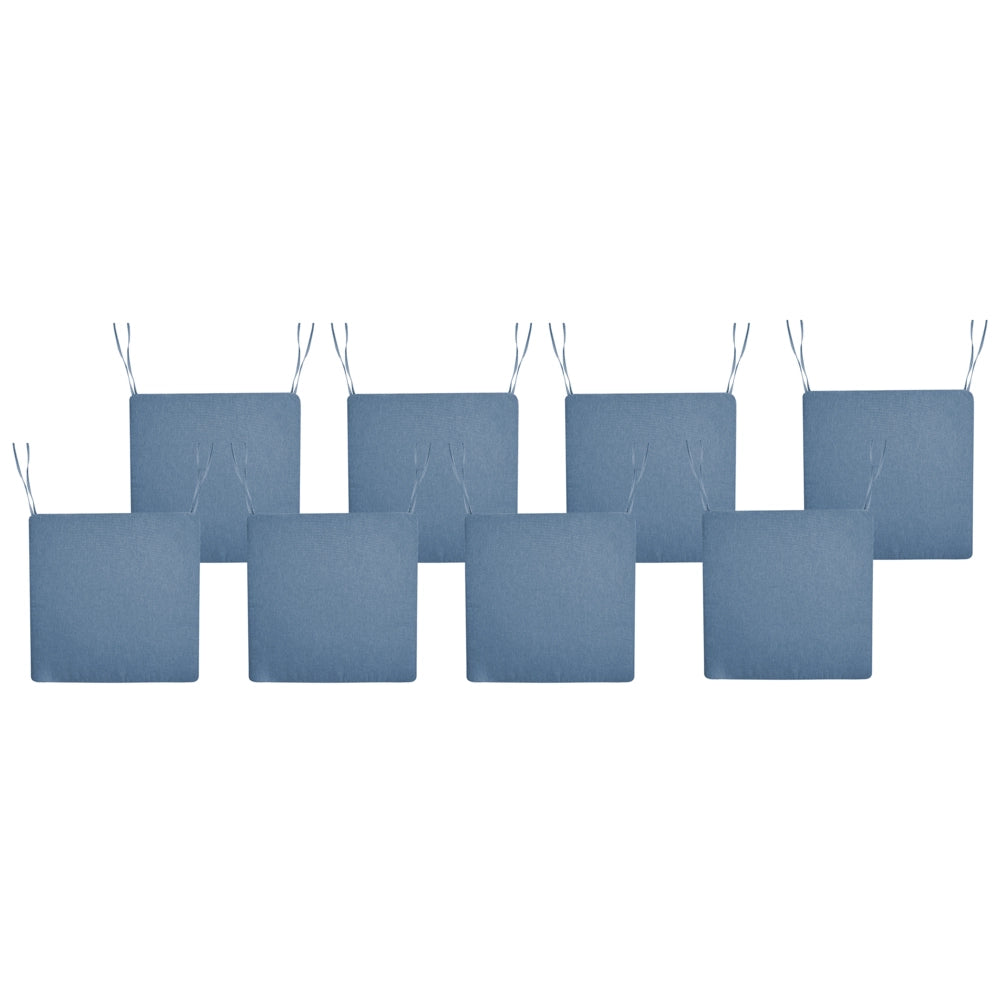 Set di 8 cuscini per sedie da giardino in tessuto di poliestere blu resistente ai raggi UV