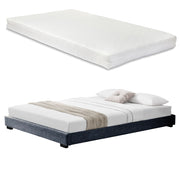 Corium Struttura Letto Imbottito con Materasso a Schiuma Fredda 180 x 200 cm Letto Matrimoniale con Rivestimento in Tessuto con Materasso Anallergico - Grigio Scuro