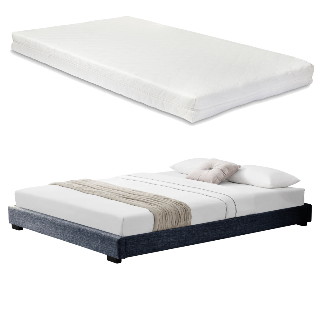 Corium Struttura Letto Imbottito con Materasso a Schiuma Fredda 180 x 200 cm Letto Matrimoniale con Rivestimento in Tessuto con Materasso Anallergico - Grigio Scuro