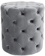 Pouf Drancy in velluto trapuntato grigio,M