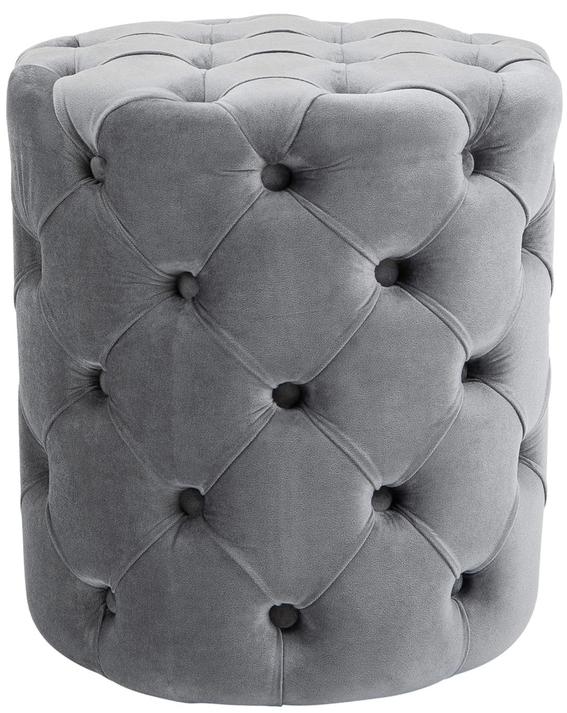 Pouf Drancy in velluto trapuntato grigio,M