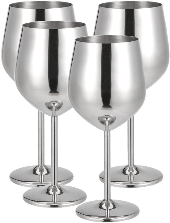 Set di bicchieri per vino in acciaio inossidabile da 500ml, con 4 pezzi
