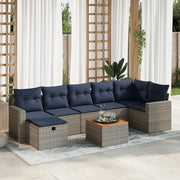 Set Divano da Giardino 8 pz con Cuscini Grigio in Polyrattan 3325799