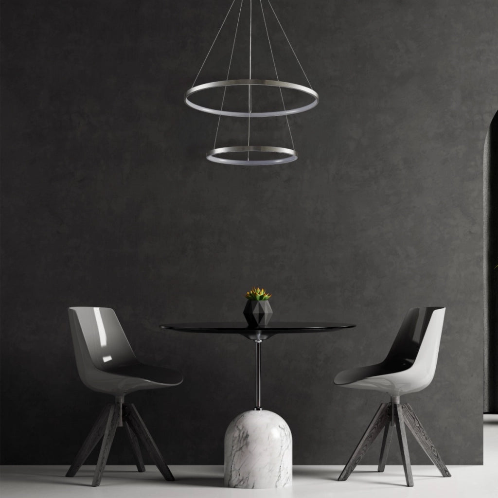 Lampadario LED Polux LEA 35W 4000K nichel Ø60 due anelli