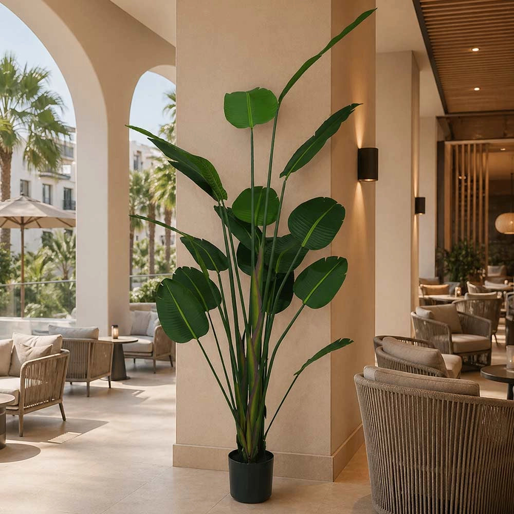 Strelitzia Artificiale con vaso pianta finta realistica decorativa h 210 cm