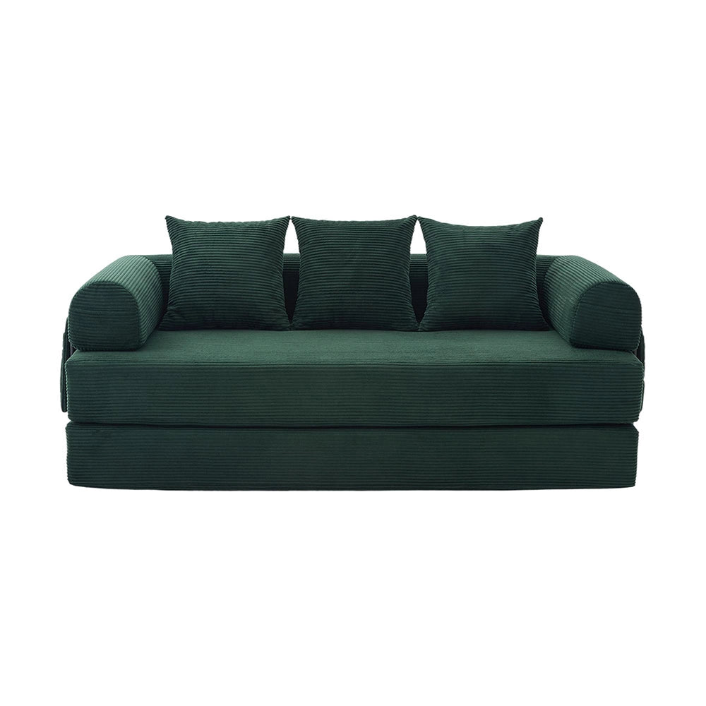Divano pieghevole - Xylo - Struttura metallica, 3 cuscini, verde smeraldo