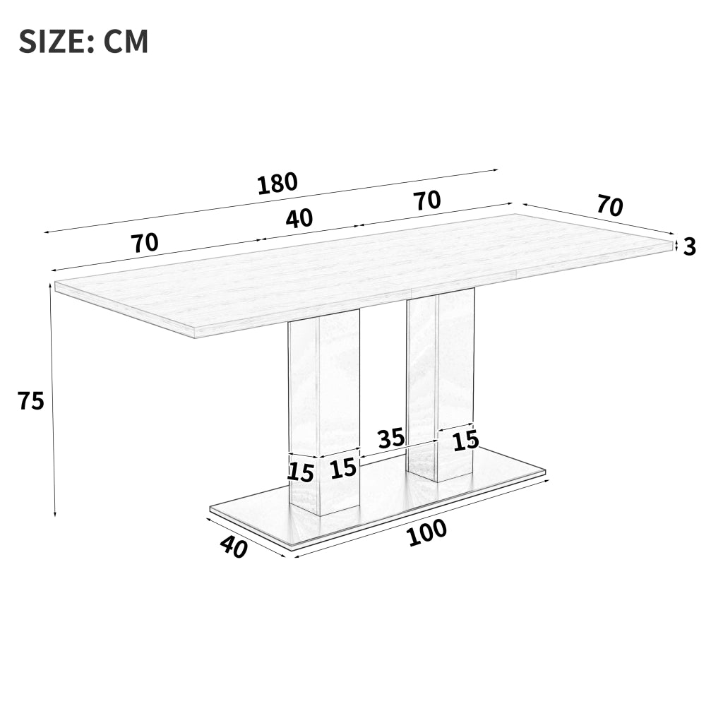 Tavolo da pranzo allungabile rettangolare per 6-8 persone ¨C MINIMAL ¨C bianco, 140/180x70 cm