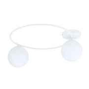 Plafoniera Minimal 2 Luci Perseo In Acciaio Bianco E Sfere In Vetro Bianco