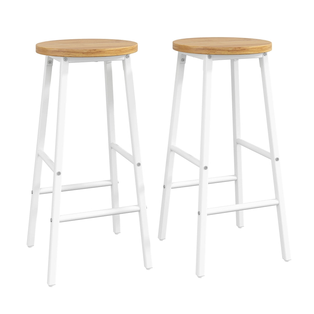 SGABELLO Bar 63 cm Set da 2 pezzi MDF effetto legno e metallo bianco