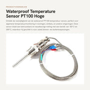Sensore di Temperatura PT100 - Impermeabile - 1/2 pollici NPT Flessibile - 50 mm Sonde - 2 m Cavo - Acciaio Inox - Sonde di Temperatura