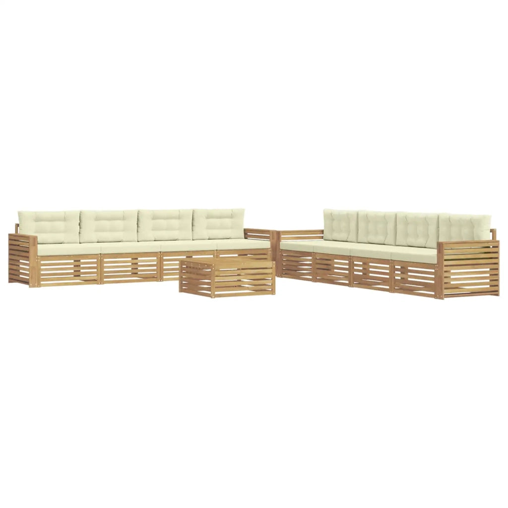 Set di divani da esterno 9 pz Bianco e Crema Poliestere 3390250