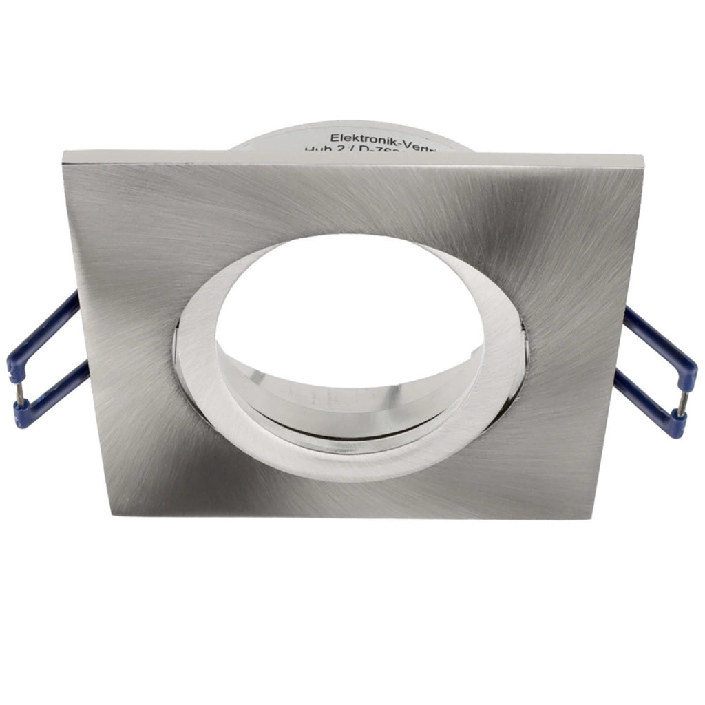 Faretto ad incasso portafaretto quadrato alluminio spazzolato foro 70mm orientabile supporto lampade GU10 GU5.3 SPAZZOLATO
