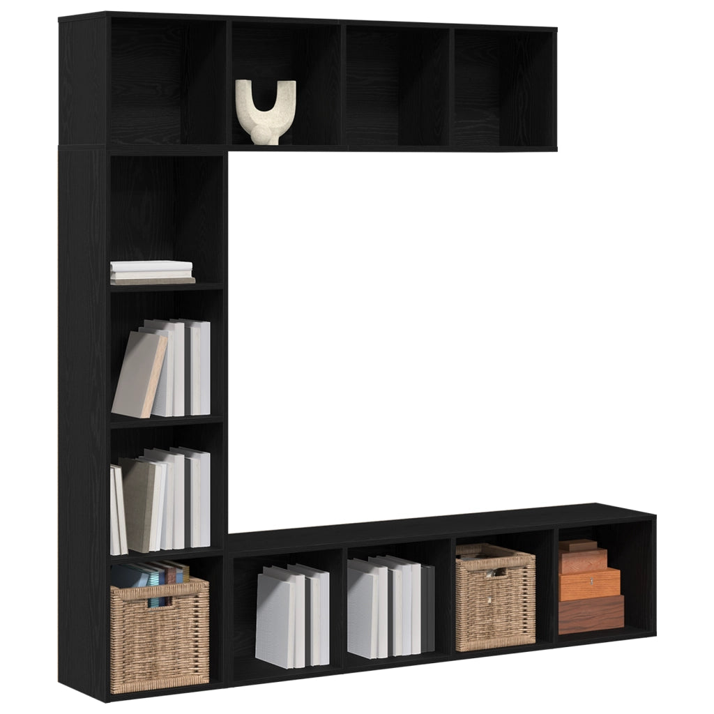 Librerie 3 pz Nero Rovere 36x30x143 cm Legno ingegnerizzato