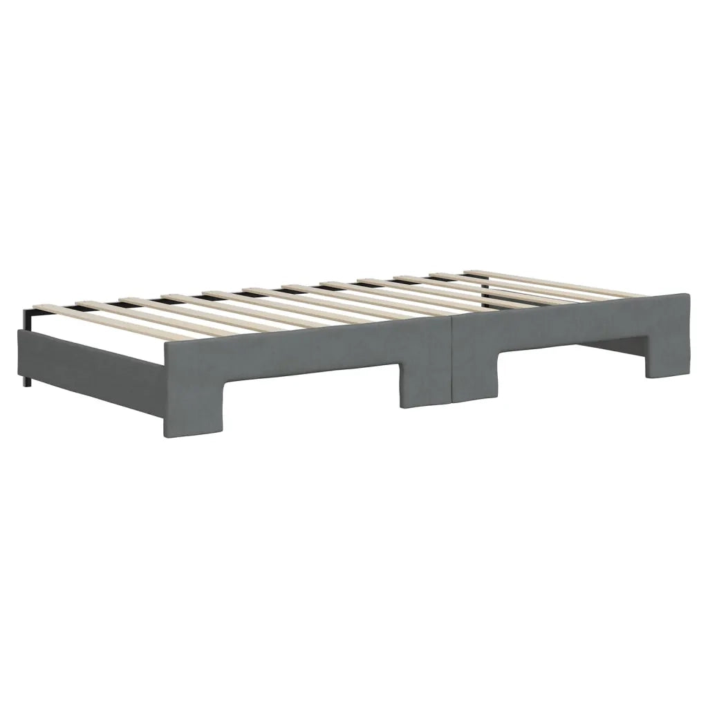 Divano Letto Estraibile Cassetti Grigio Scuro 100x200cm Tessuto