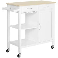 Carrello da Cucina Classico con Cassetti e Ruote in Legno Salvaspazio 89x40x84cm
