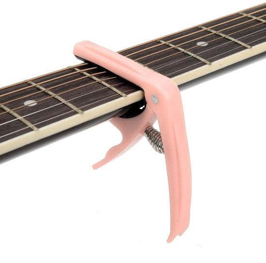 Corona d'oro - Capo chitarra - Universale 6-trussicello Capo - Perfetto per l'accordatura - Rosa - Accessori chitarra - Adatto per Chitarre Acustiche e Elettriche
