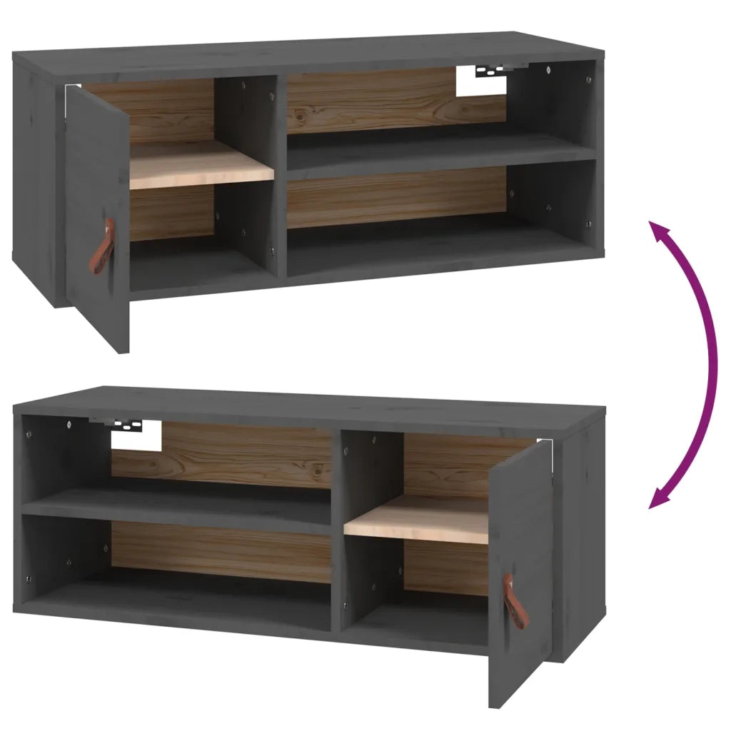 Pensili 2 pz Grigi 80x30x30 cm in Legno Massello di Pino 818390