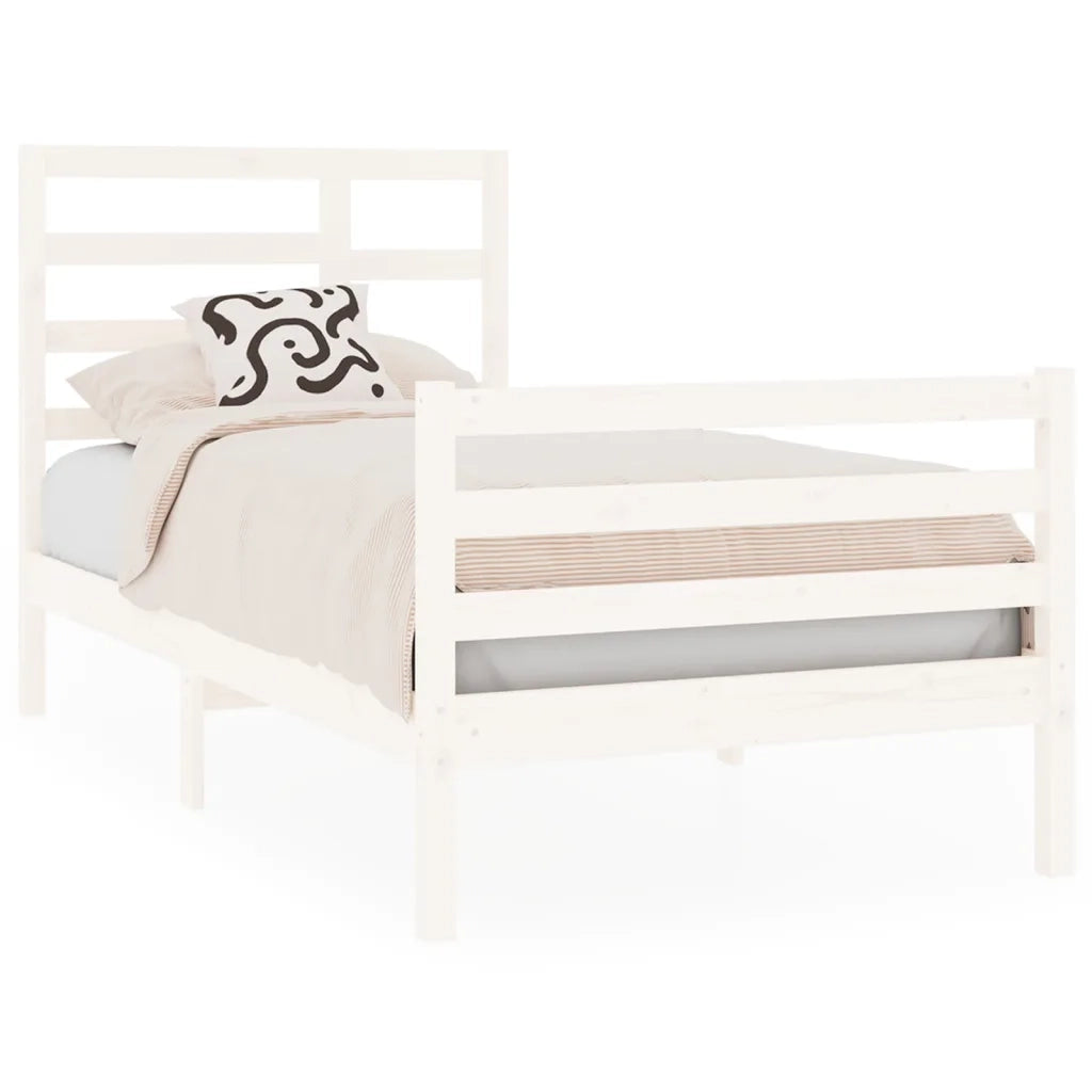 Giroletto-Struttura Letto Bianco in Legno Massello 90x190 cm Single 673023