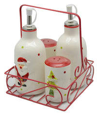 Menage Set Olio Aceto Sale e Pepe in Ceramica