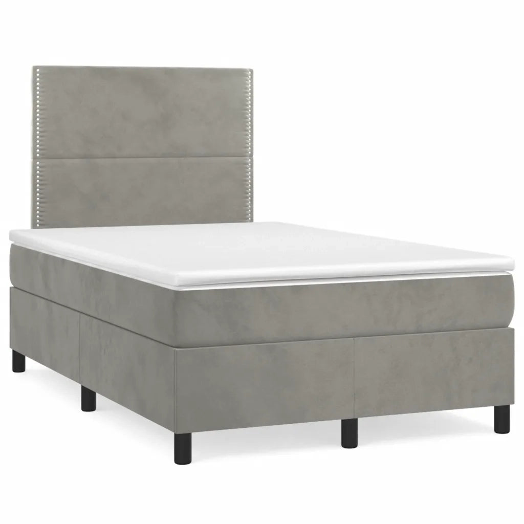 Giroletto a Molle con Materasso Grigio Chiaro 120x200cm Velluto 3142953