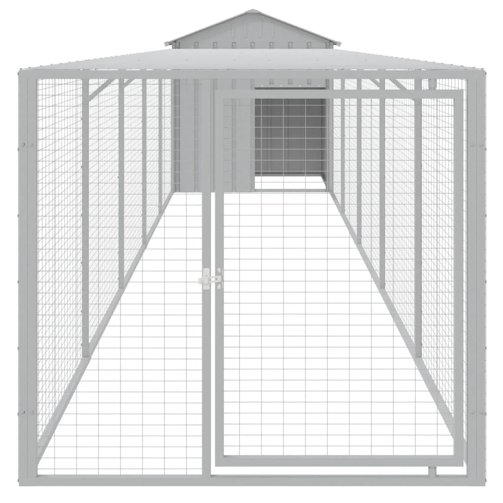 Recinto per pollaio con gabbia per galline con recinto luminoso 117 x 609 x 123 cm acciaio zincato grigio 02_0043960