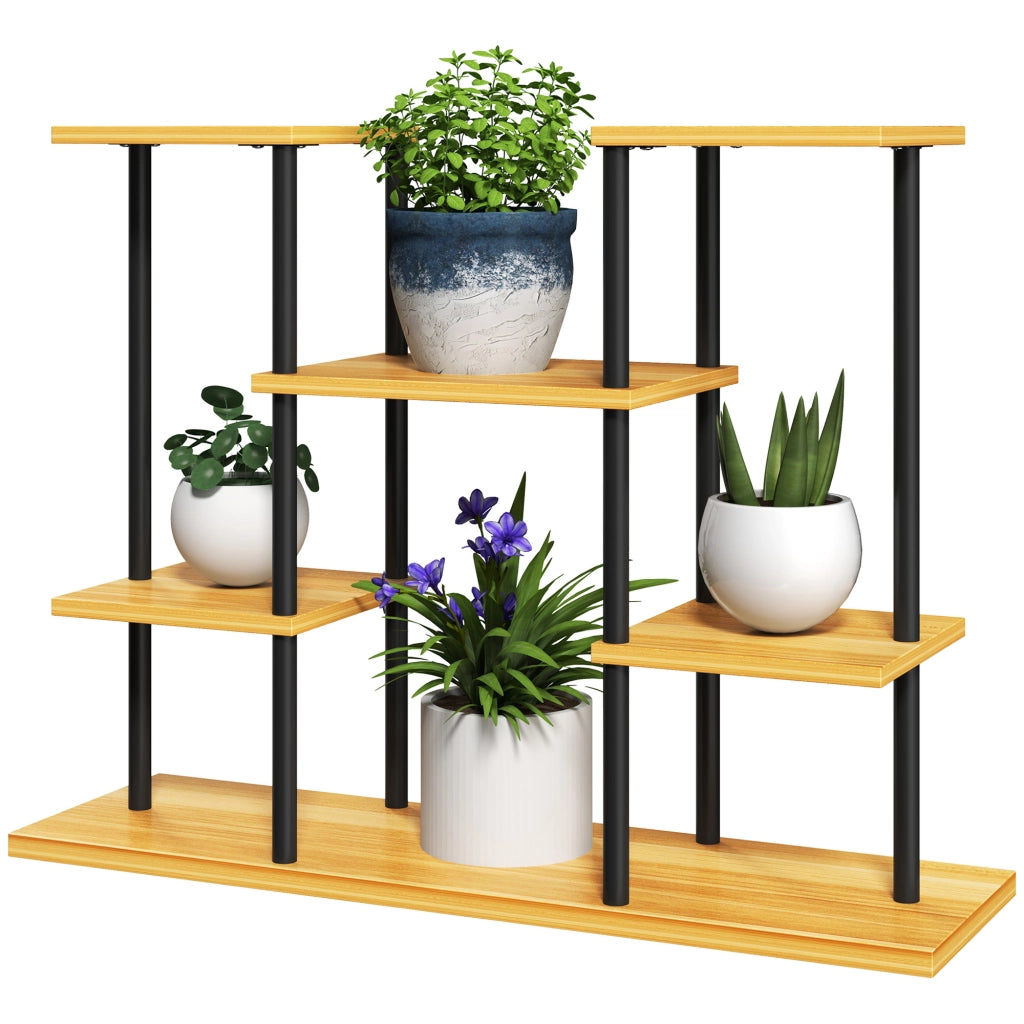 Supporto per piante interno ¨C scaffale per piante a 6 livelli ¨C zephmum ¨C legno massello telaio in acciaio 80x24x61.5 cm