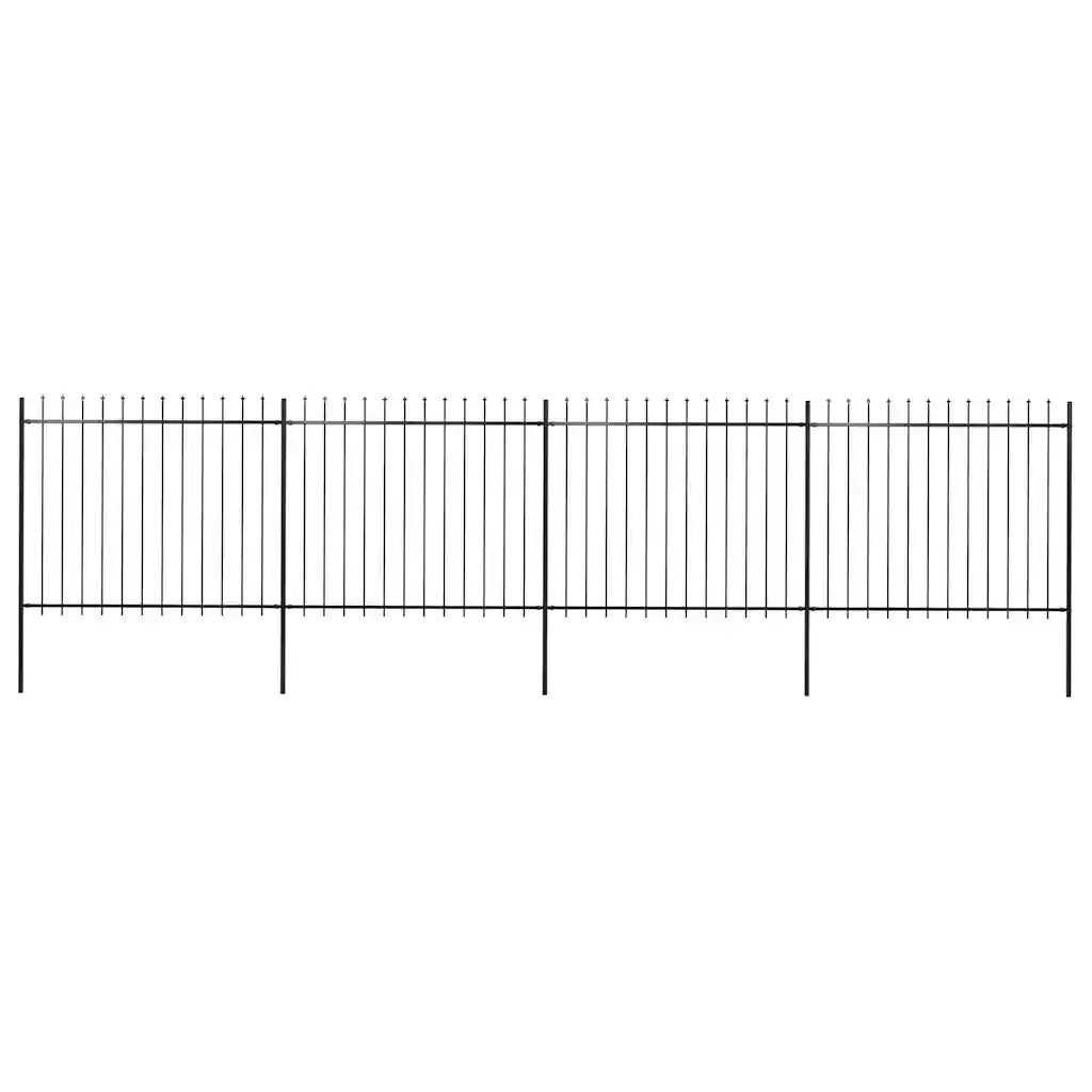 Recinzione da Giardino | Recinzione da cortile con Punta a Lancia in Acciaio 714,5x150 cm Nero