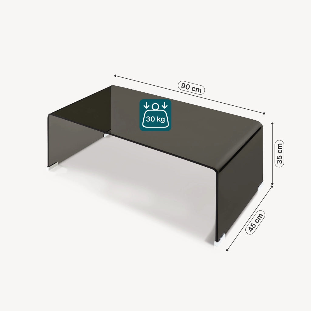 Tavolino da Caffè Väsas in Vetro 90 x 45 x 35 cm - Grigio Scuro [en.casa]