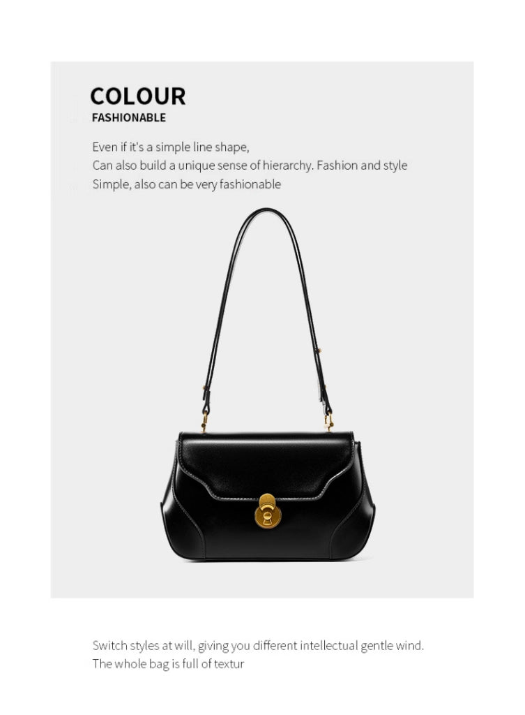 Borsa a tracolla da donna in vera pelle, nera.