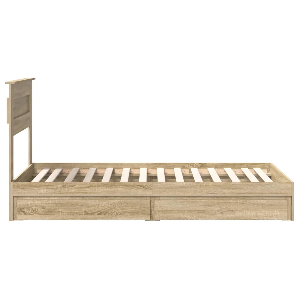 Letto con Contenitore con testiera Rovere Sonoma 100 x 200 cm