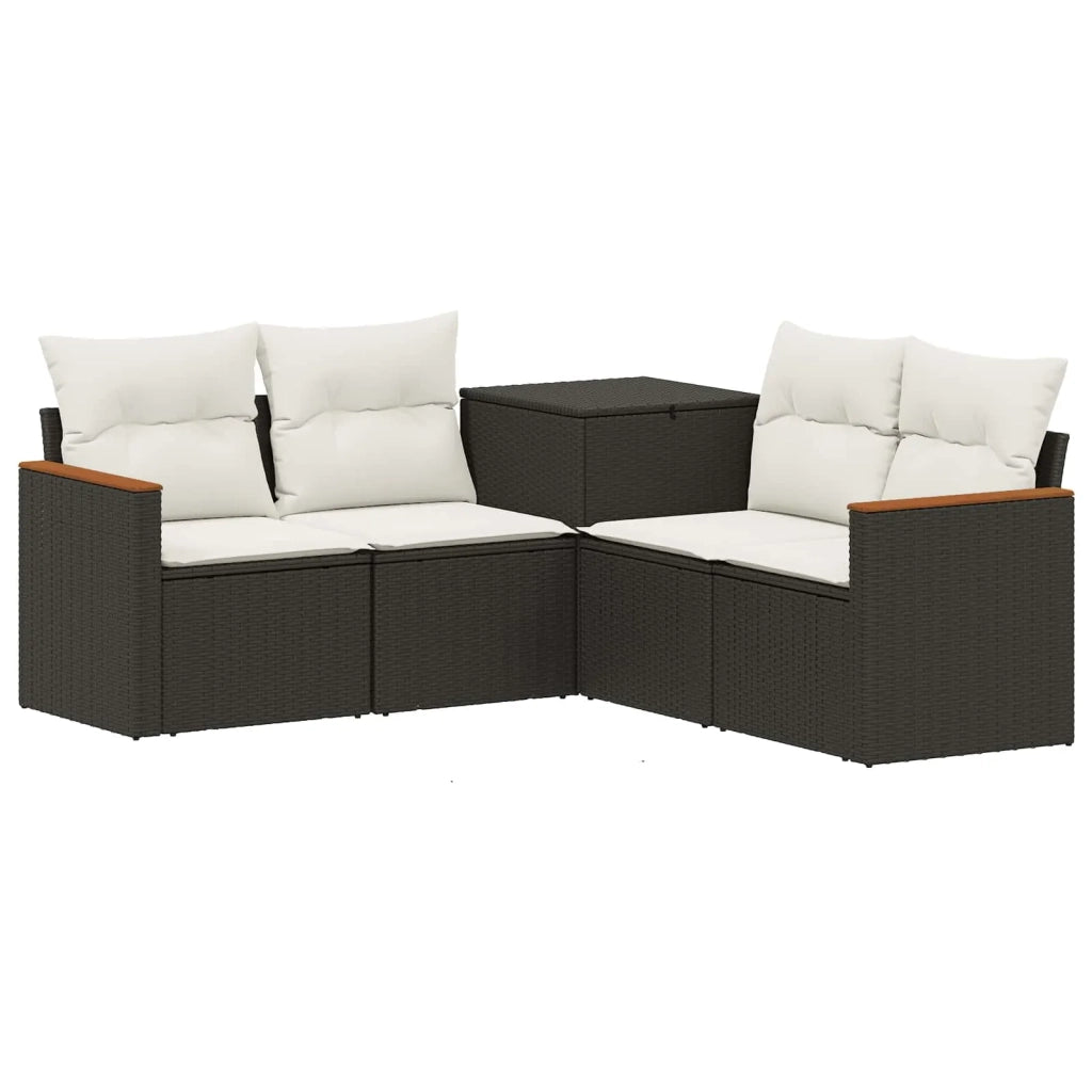 Set di divani 5 pz Nero e Bianco Crema 3447929