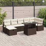 Set Divano da Giardino con cuscino 8 pcs Marrone Poly Rattan