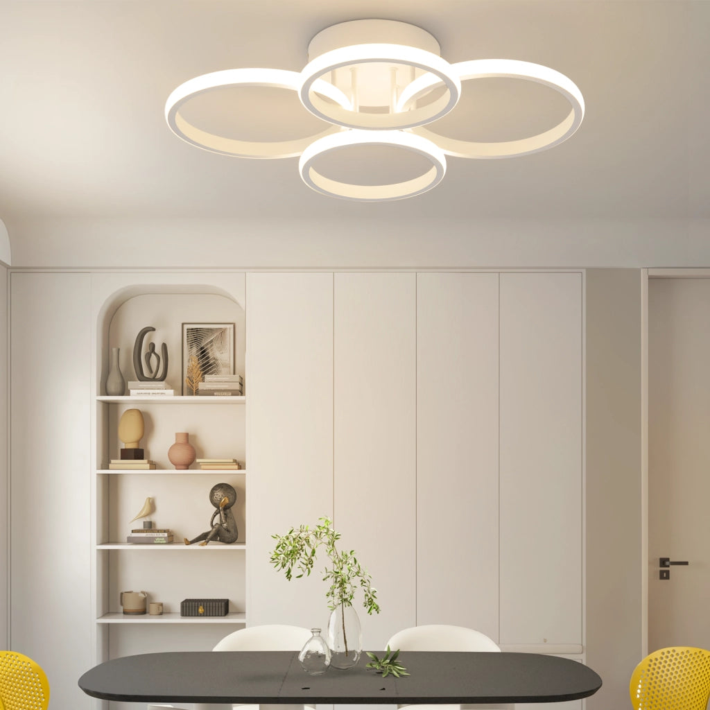 ZMH Lampada da soffitto plafoniera LED moderna bianca 48W 55cm dimmerabile telecomando per soggiorno camera letto