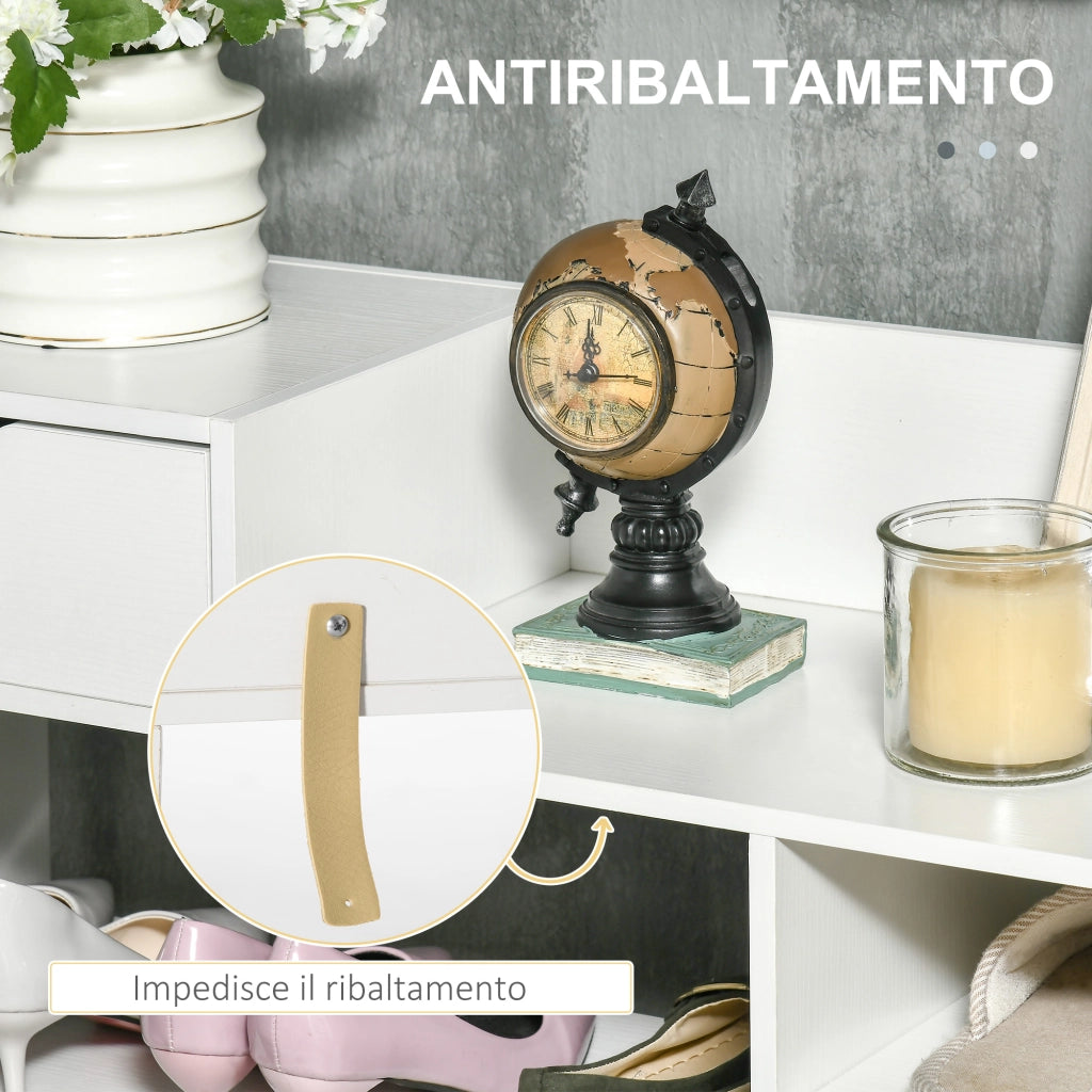 Easycomfort Mobile Scarpiera Salvaspazio con Ripiani e Cassetto per 12 Scarpe, 88x30x93cm, Bianco