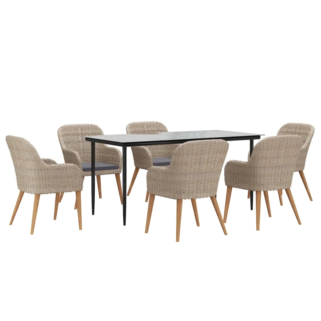 Set da Pranzo da Giardino 7 pz con Cuscini Marrone cod mxl 40042