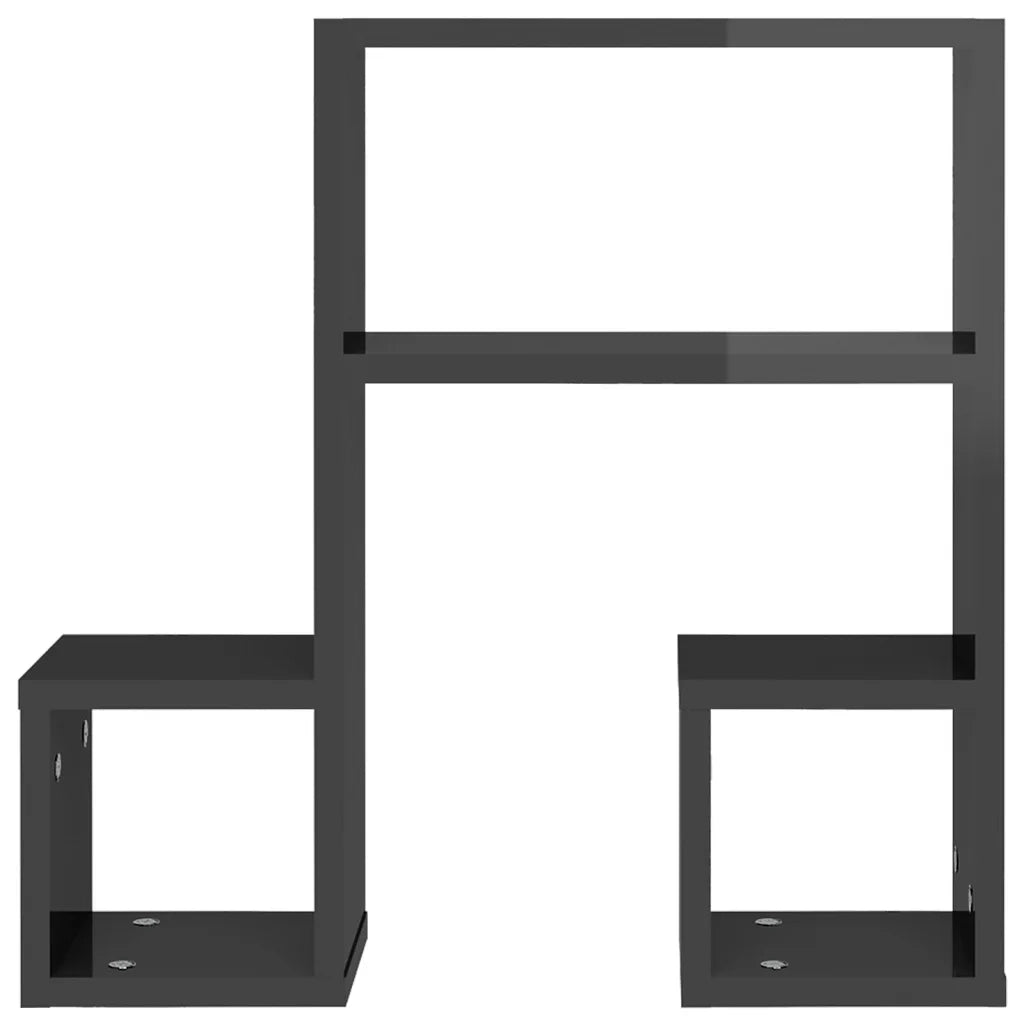 2 pz Mensole a Muro | Scaffale Parete | Ripiano a parete Grigio Lucido 50x15x50 cm Legno Multistrato