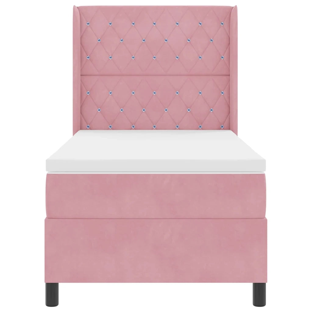 Letto a molle con materasso con led Rosa 90 x 190 cm Velluto 3343795