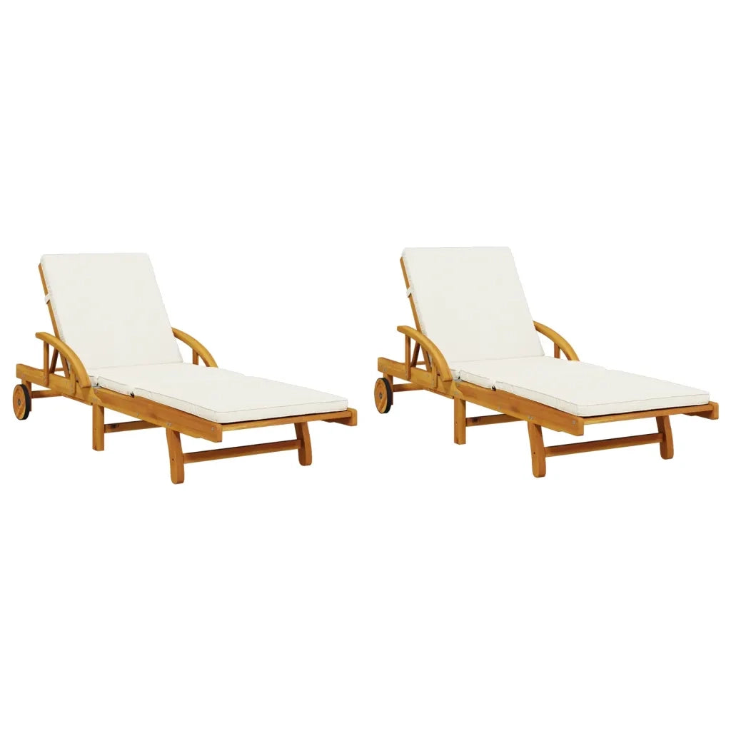 Lettini 2 pz con Cuscini 200x68x83 cm Legno Massello di Acacia 3206372