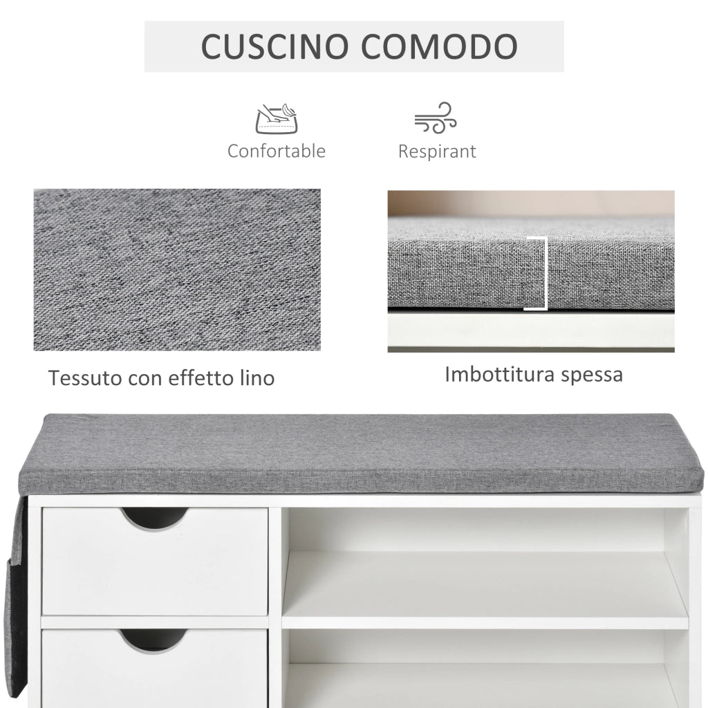Scarpiera Salvaspazio in Legno ¨C zephmum ¨C Bianca, 80.5x30.5x43.5cm