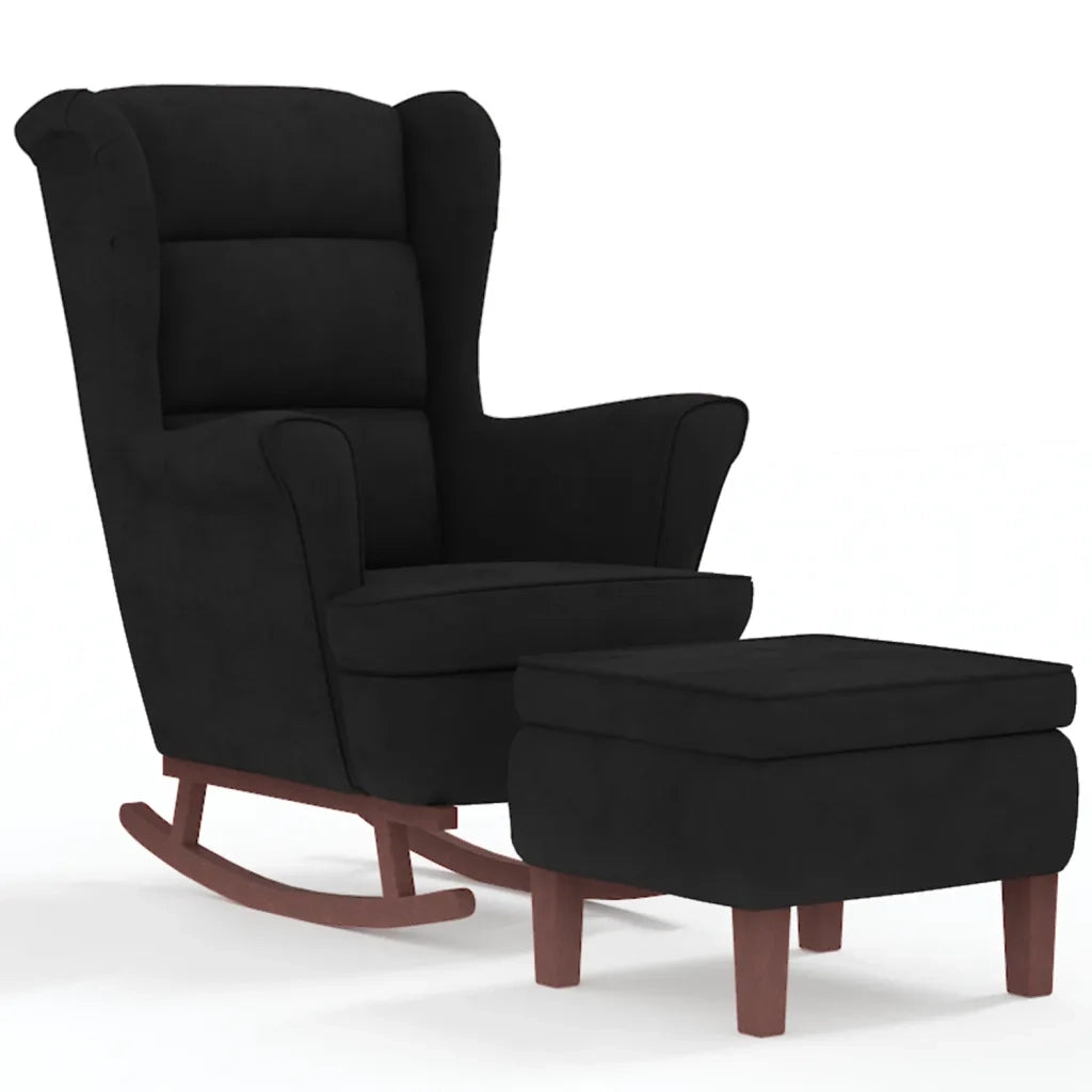 Sedia a dondolo con schienale alto in velluto nero CFW6868339