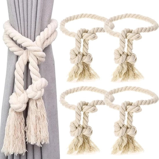 Tessuti di tenda a mano - Decorative Embrasses - Cotone - 2 Paia - Beige - Adatto per Camera da letto/Sala da soggiorno - Decorazione per finestre