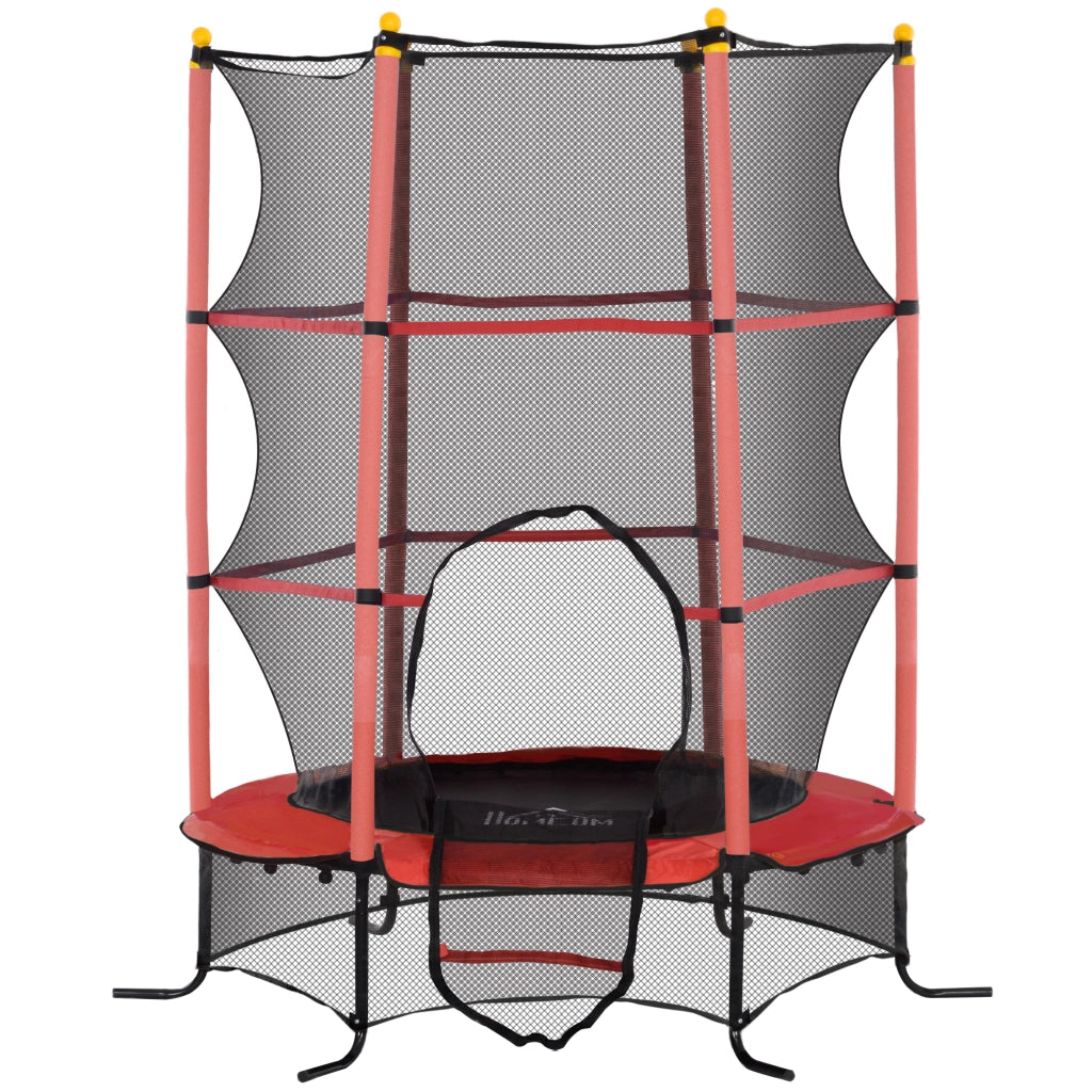 Trampolino per Bambini 163 cm con Rete di Sicurezza ¨C zephmum ¨C Rosso, Acciaio, 50 kg