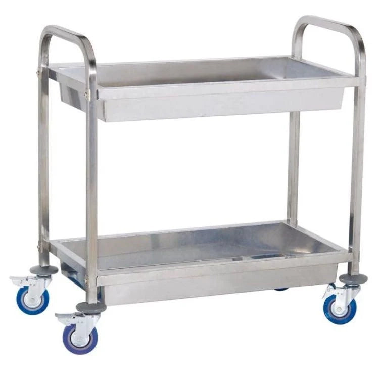 Carrello di servizio professionale in acciaio inox da cucina con 2 contenitori max 320 kg 3614114