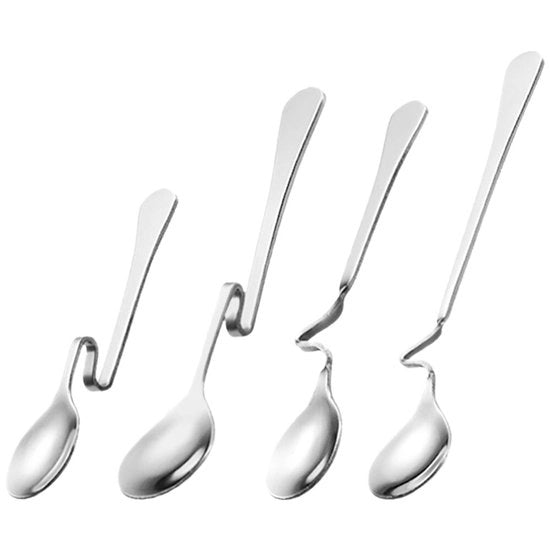 Set di 4 cucchiai in acciaio inossidabile con manico a giro, cucchiaio per caffè e cucchiaio per miele