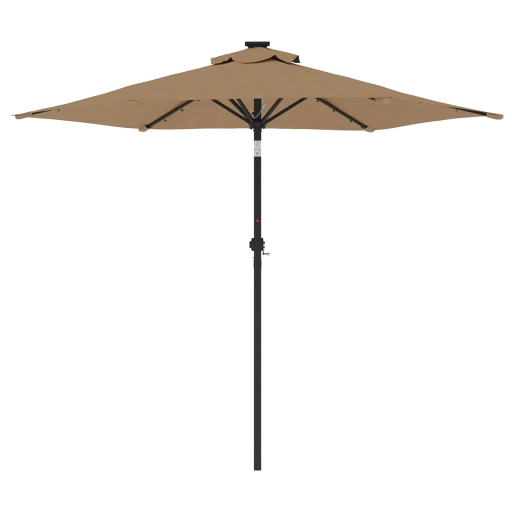 Ombrellone da giardino inclinabile con sistema a manovella e luce 225 x 225 x 212 cm poliestere color tortora 02_0056371